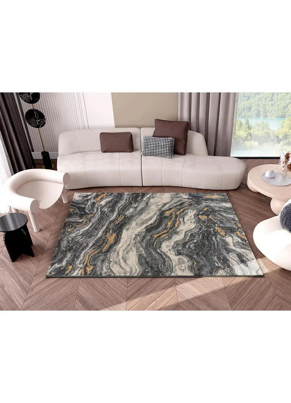 WEBTEPPICH Grau Marmol Onda 160/230 cm - Grau, Naturmaterialien/Textil (160/230cm) - Atticgo