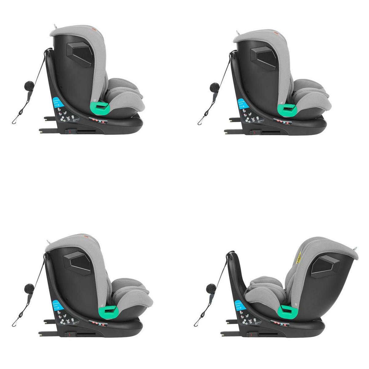 KINDERSITZ i-Roll i-Size hellgrau (40-150cm) Isofix 360-Grad-Drehung Kopfstütze - Grau, Textil (43/56/52cm) - Kikka boo