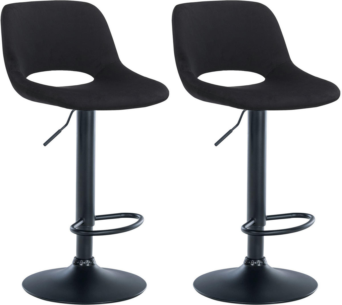 BARHOCKER 2er Set Samt schwarz - Schwarz, Textil/Metall (42/86/46cm) - CLP