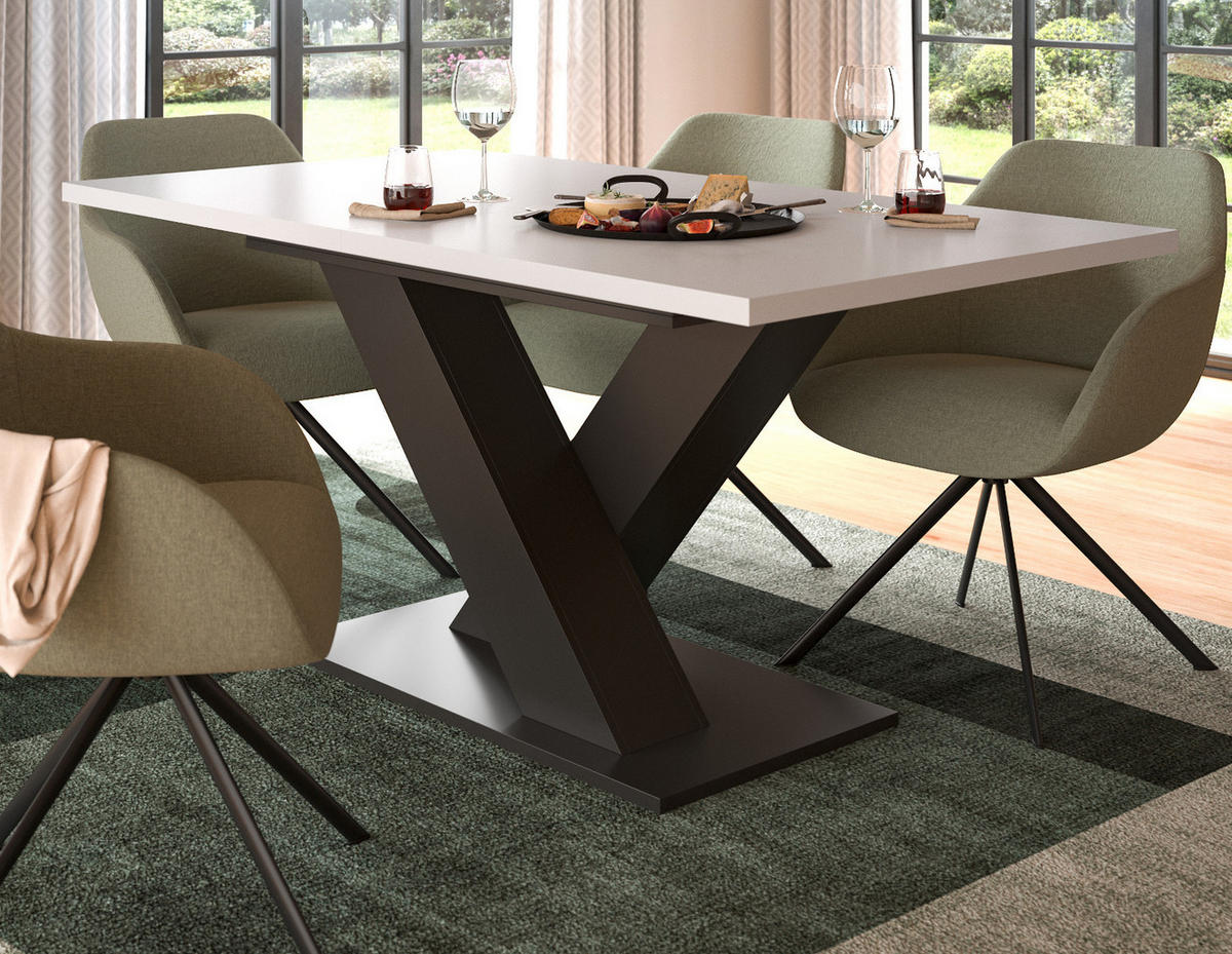 ESSTISCH weiß, grau 150 - 190 cm, Küchentisch ausziehbar - Weiß/Grau, Holz/Holzwerkstoff (150/90/76cm) - Inn.Furn