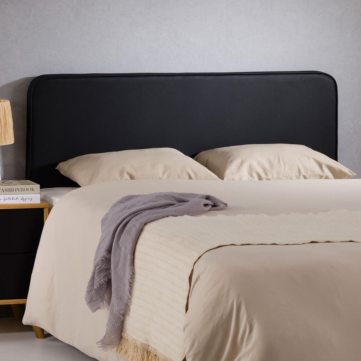 KOPFTEIL RIVEN 140X190 CM - Schwarz, Textil (140/68/6cm) - IDIMEX