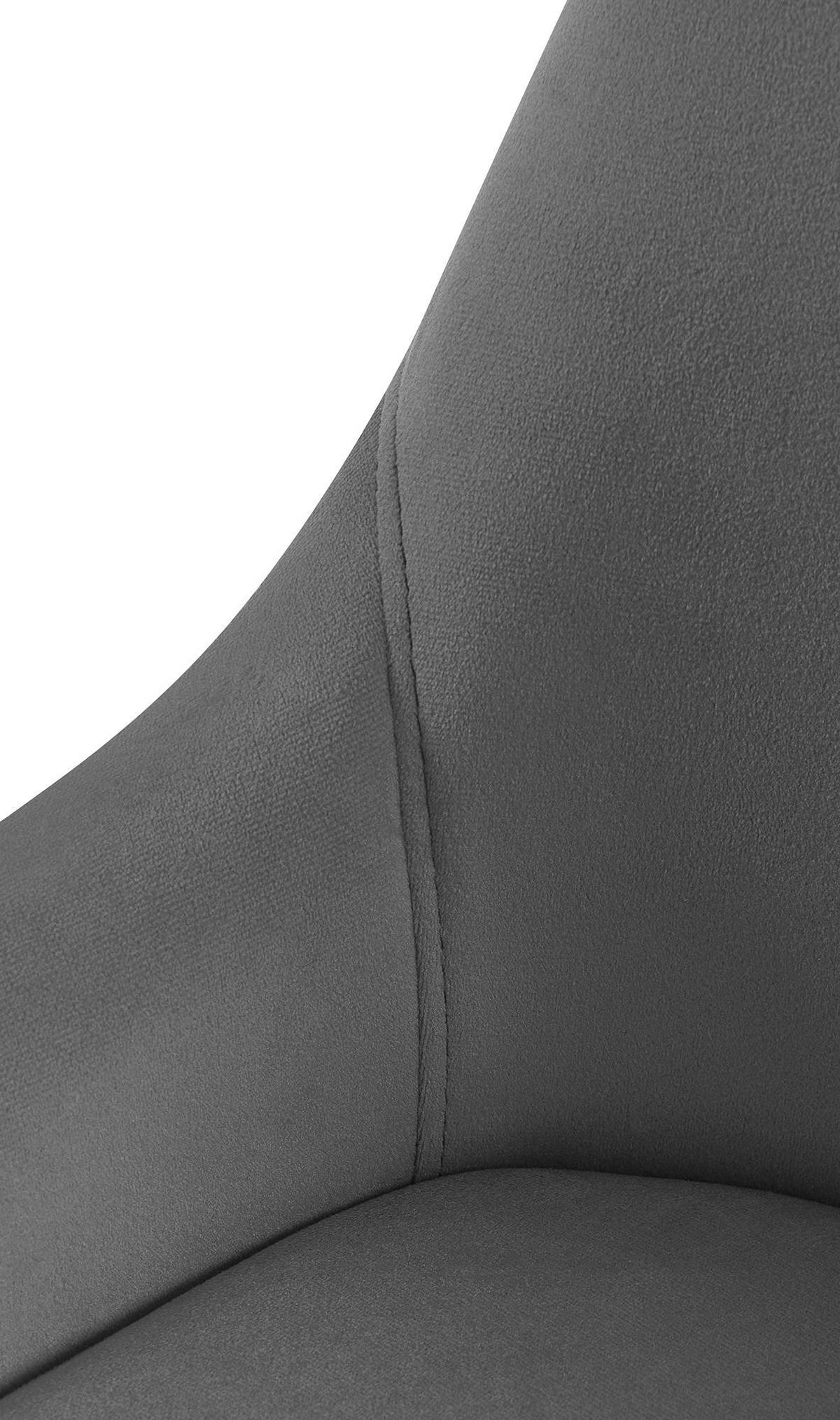 STUHL Samt Dunkelgrau - Dunkelgrau/Schwarz, Textil (50/86/53cm) - CLP
