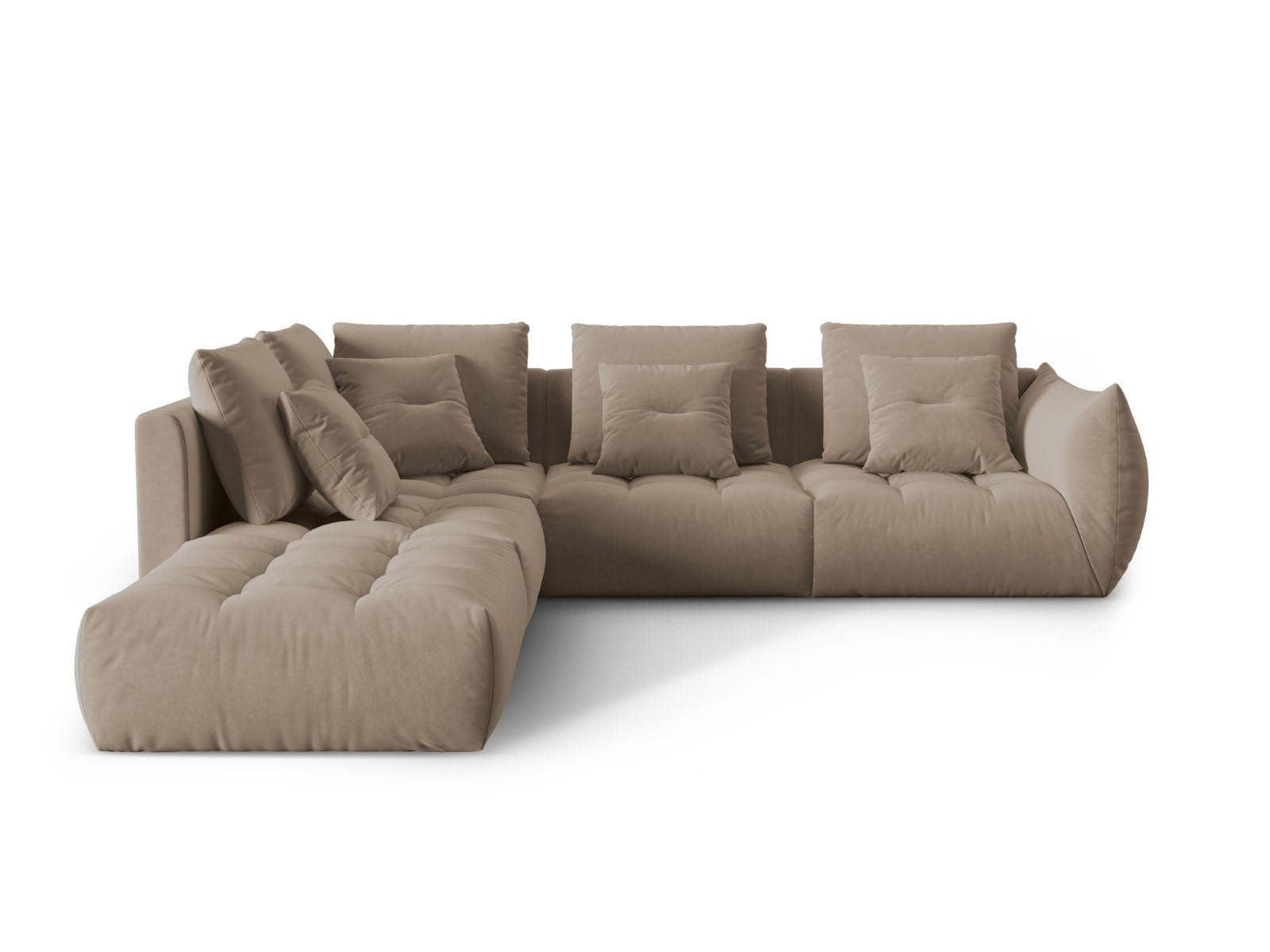 ECKSOFA modular links Bloom aus Samt hellbraun 4 Sitzplätze - Hellbraun, Textil (310/316cm) - Micadoni