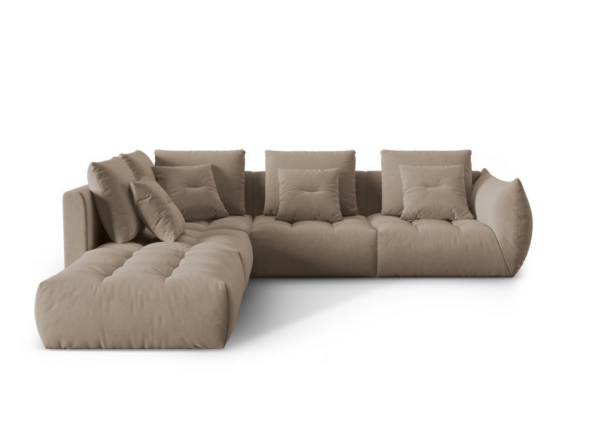 ECKSOFA modular links Bloom aus Samt hellbraun 4 Sitzplätze - Hellbraun, Textil (310/316cm) - Micadoni