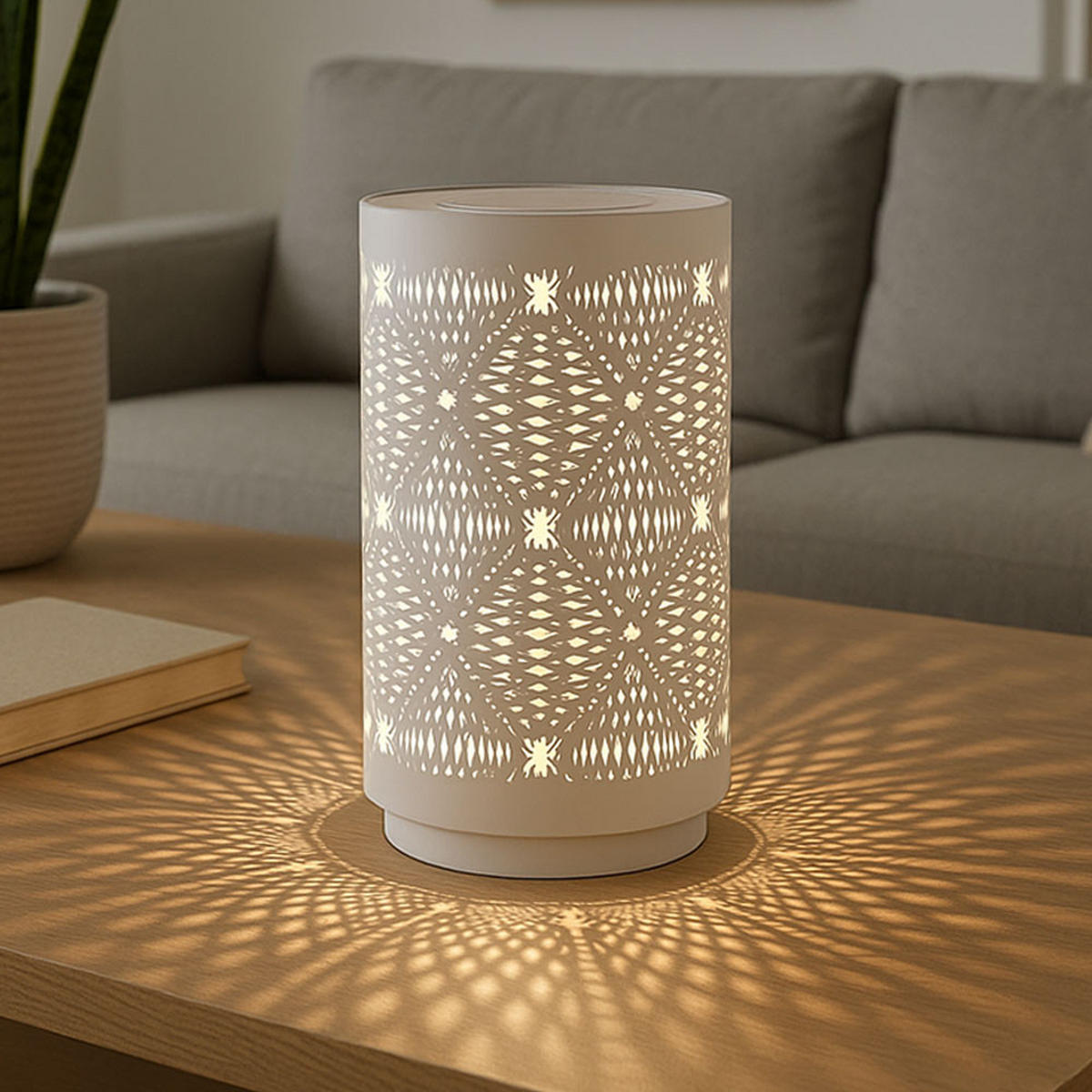 LED TISCHLEUCHTE Weiß 2er Set - Weiß, Metall (8/8/14cm) - Globo Lighting