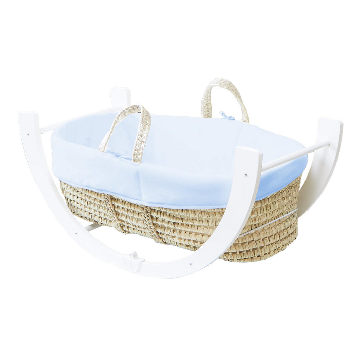 BABYTRAGEKORB mit umdrehbarem Gestell blau - Blau, Naturmaterialien (29/78cm) - Premiers Moments