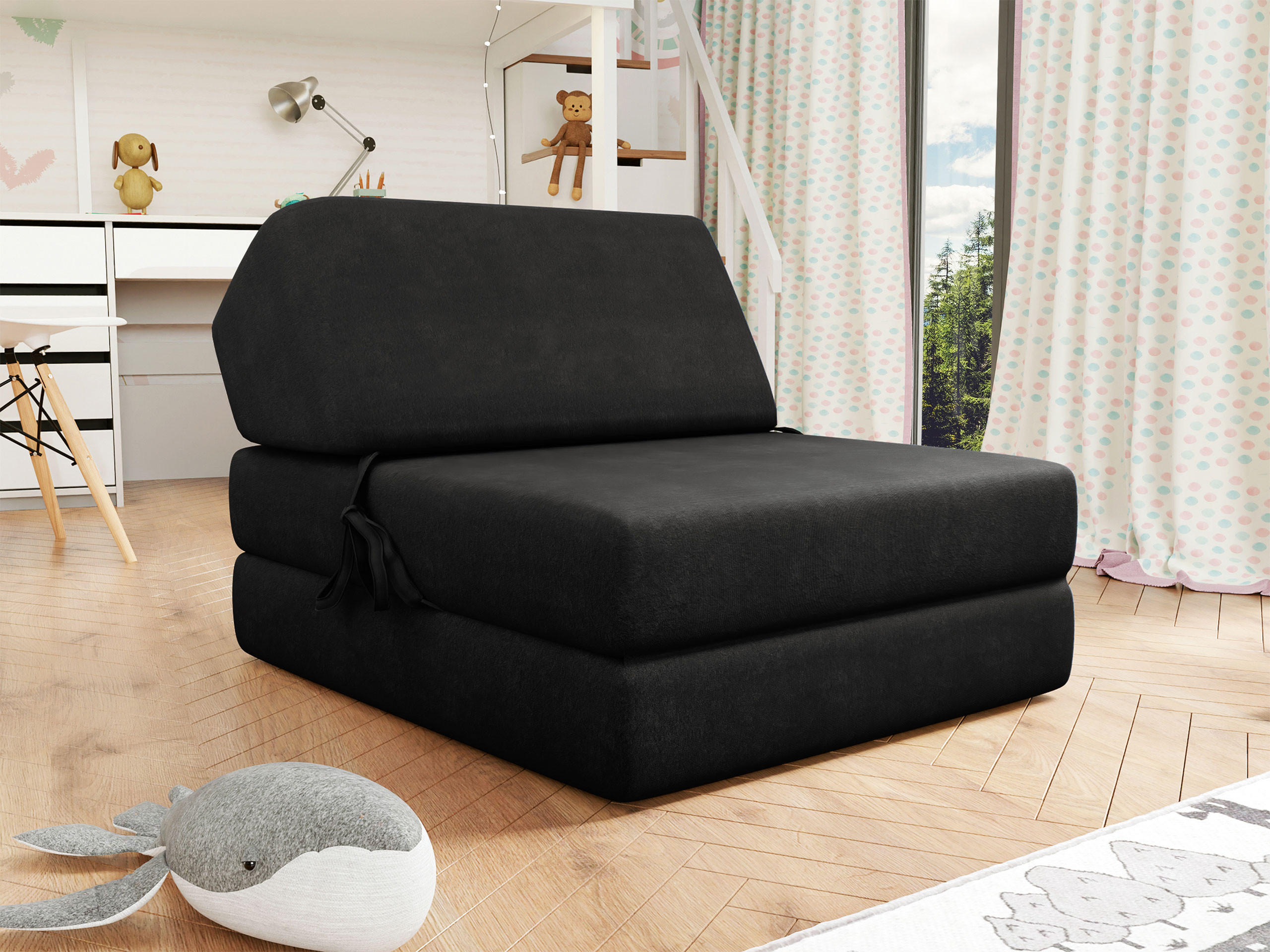 KLAPPSOFA Kevin - Schwarz, Textil (73/58/90cm) - MIRJAN24