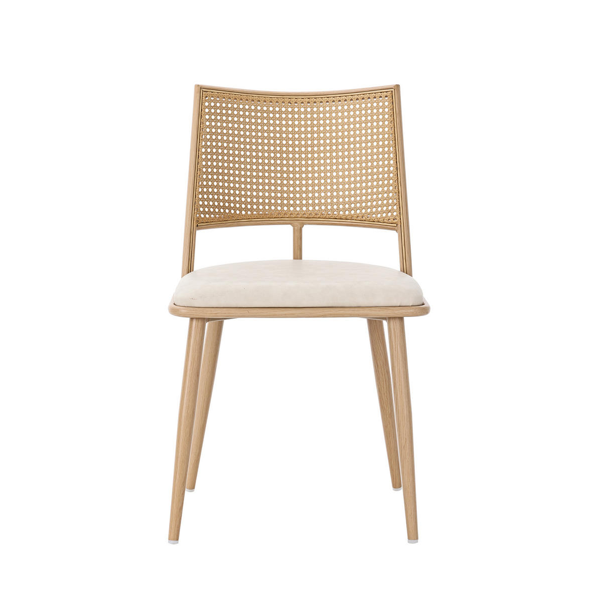 ESSZIMMERSTUHL 2er-Set PU-Sitz, Rattan-Rückenlehne, Beige - Sonoma Eiche, Naturmaterialien/Textil (50/80/56cm) - Urban Meuble