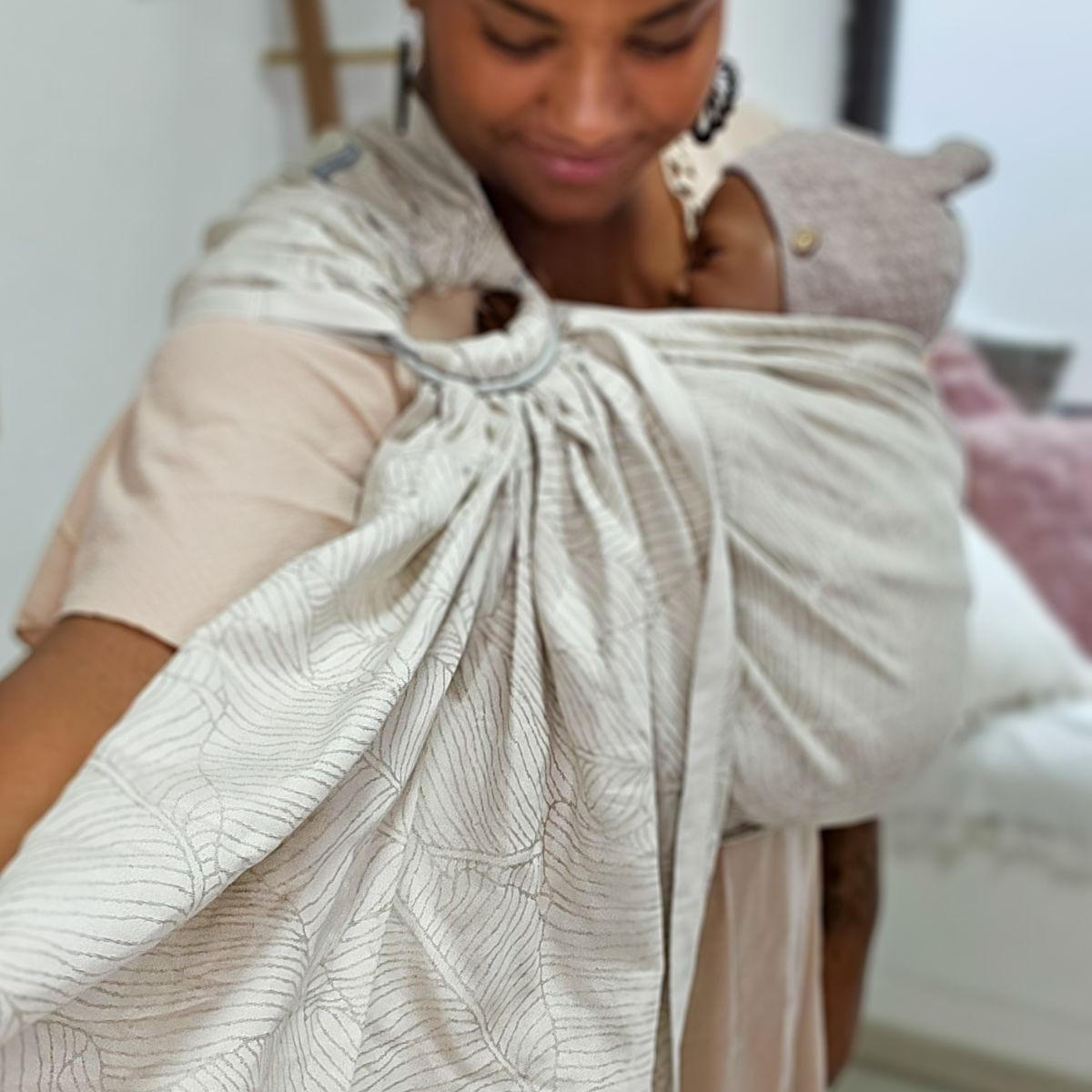 BABYTRAGETUCH Ring-Sling kbA - Sandfarben/Creme, Textil (70/0.1/200cm) - Hoppediz