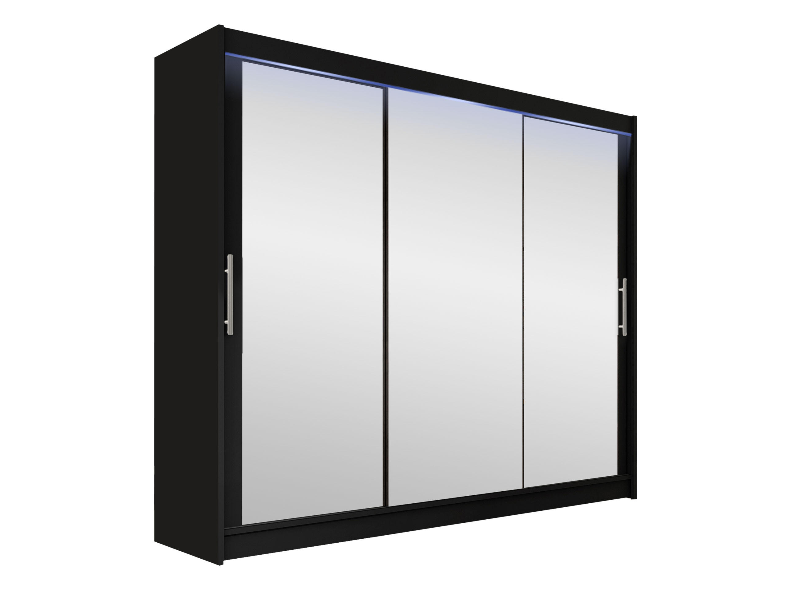 KLEIDERSCHRANK Aston III, mit RGB LED Beleuchtung - Silberfarben/Schwarz, Holzwerkstoff/Kunststoff (250/215/58cm) - MIRJAN24