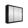 KLEIDERSCHRANK Aston III, mit RGB LED Beleuchtung - Silberfarben/Schwarz, Holzwerkstoff/Kunststoff (250/215/58cm) - MIRJAN24