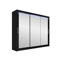 KLEIDERSCHRANK Aston III, mit RGB LED Beleuchtung - Silberfarben/Schwarz, Holzwerkstoff/Kunststoff (250/215/58cm) - MIRJAN24