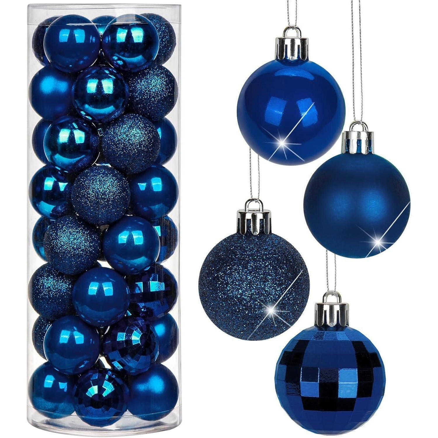 WEIHNACHTSKUGELN 40-teiliges Set Dunkelblau 4 cm - Blau, Kunststoff (4/4/4cm)