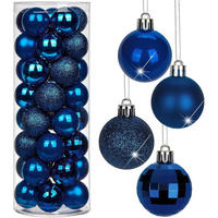WEIHNACHTSKUGELN 40-teiliges Set Dunkelblau 4 cm - Blau, Kunststoff (4/4/4cm)
