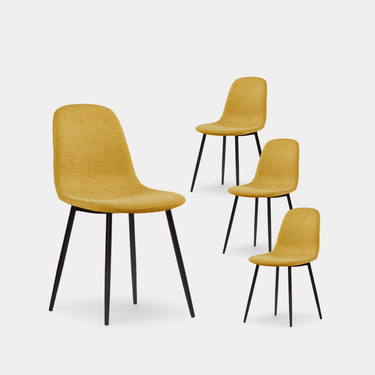 ESSZIMMERSTUHL Ellis Senf / Gelb 43 cm x 87 cm 4er-Set - Dunkelgelb/Schwarz, Textil (43/87/54cm) - Klast Home