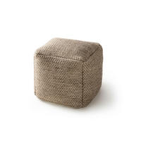 WOLL-POUF handgefertigt Rocco Taupe 45x45x45 cm - Taupe, Textil (45/45/45cm) - benuta Pure