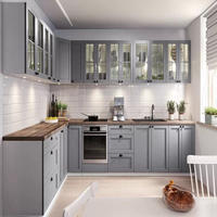 ECKKÜCHE 350 cm - Linea K8-M350 - in Grau/Matt - Schwarz/Grau, Holz/Holzwerkstoff (350/210/230cm)