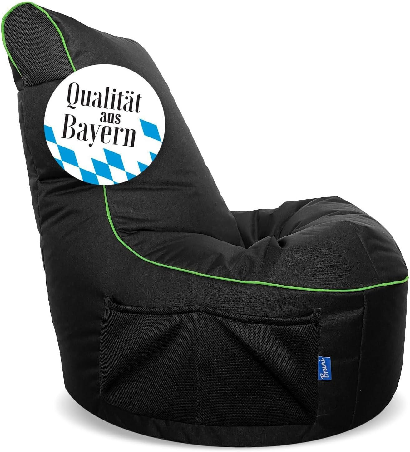 GAMING SITZSACK Cockpit, schwarz 'Green Edition' - Schwarz, Textil (60/59.5/106.5cm) - Bruni