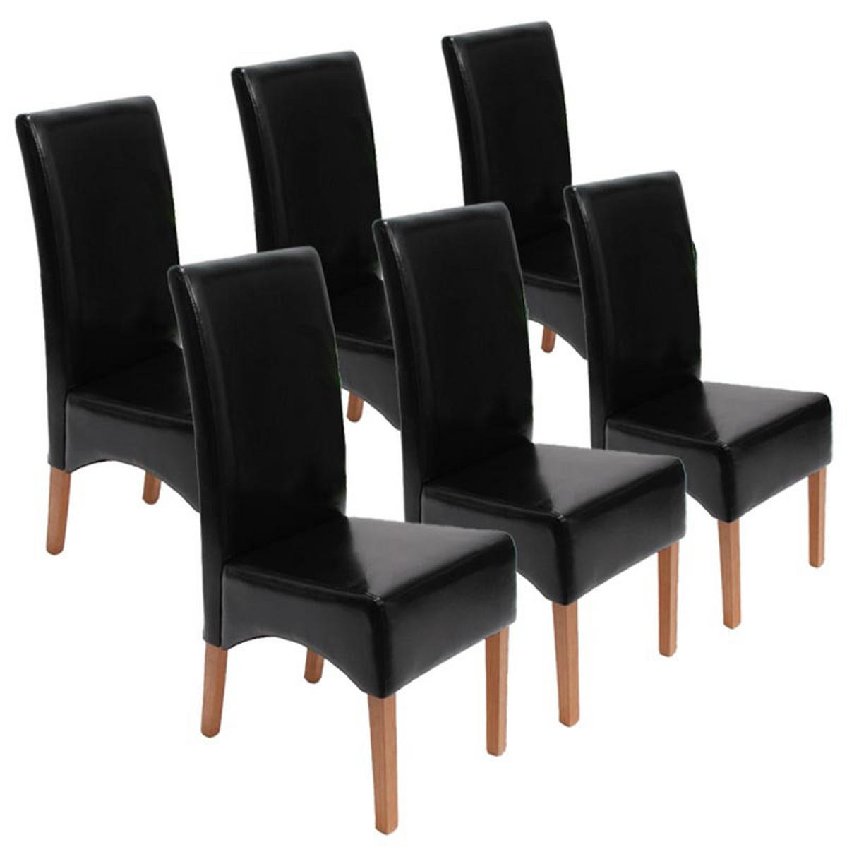 ESSZIMMERSTUHL 6er-Setgepolstert 102x44x54cm Sitzhöhe 47cm Leder helle Beine Schwarz - Schwarz, Leder (44/102/54cm) - CHEFGASTRO