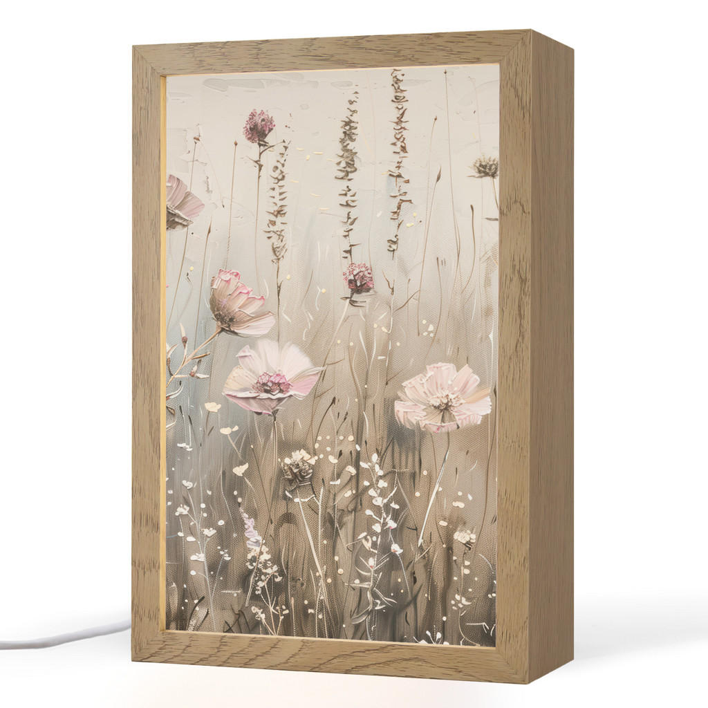 OnlyWow STOLNÍ LAMPA Květiny - růžová - moderní - béžová 20x30 cm