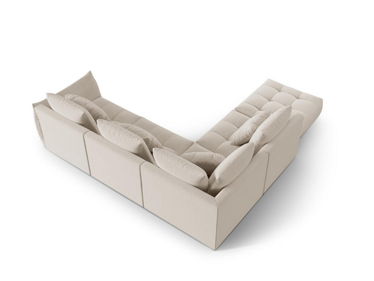 ECKSOFA modular links Bloom aus Samt ecru 4 Sitzplätze - Ecru, Textil (310/316cm) - Micadoni