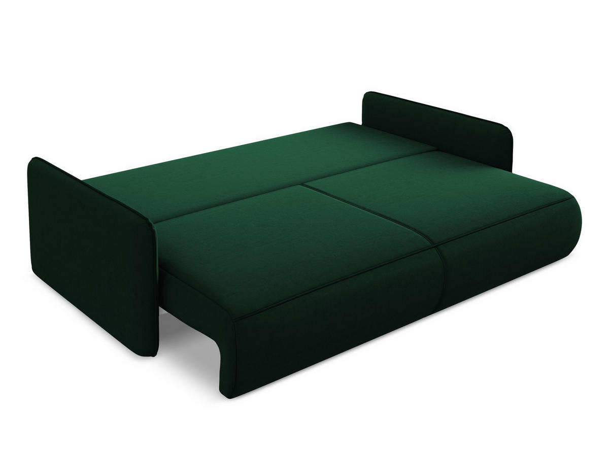 3-SITZER SOFA mit Schlaffunktion Samt Stoff Grün - Dunkelgrün/Schwarz, Kunststoff/Textil (216/86/105cm) - Makamii
