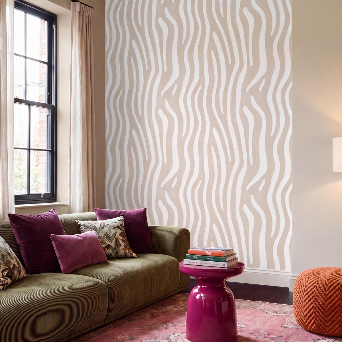 TAPETE - Abstrakt - Zebra - Beige - 240x280 cm - Beige, Papier (240/280cm) - OnlyWow