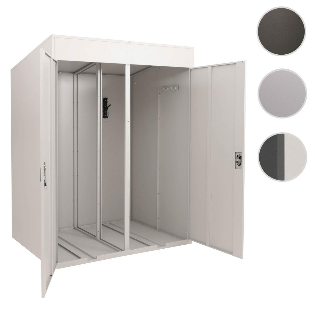 FAHRRADGARAGE H66B rechteckig Hellgrau - Hellgrau, Metall (158/213/125cm) - MCW