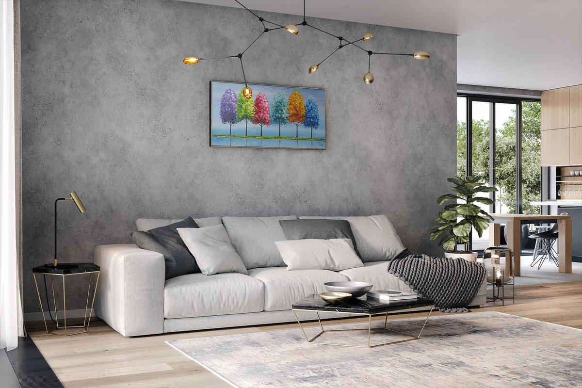 ÖLGEMÄLDE 120/60 cm - Blau/Gelb, Holz/Textil (120/60cm) - KUNSTLOFT