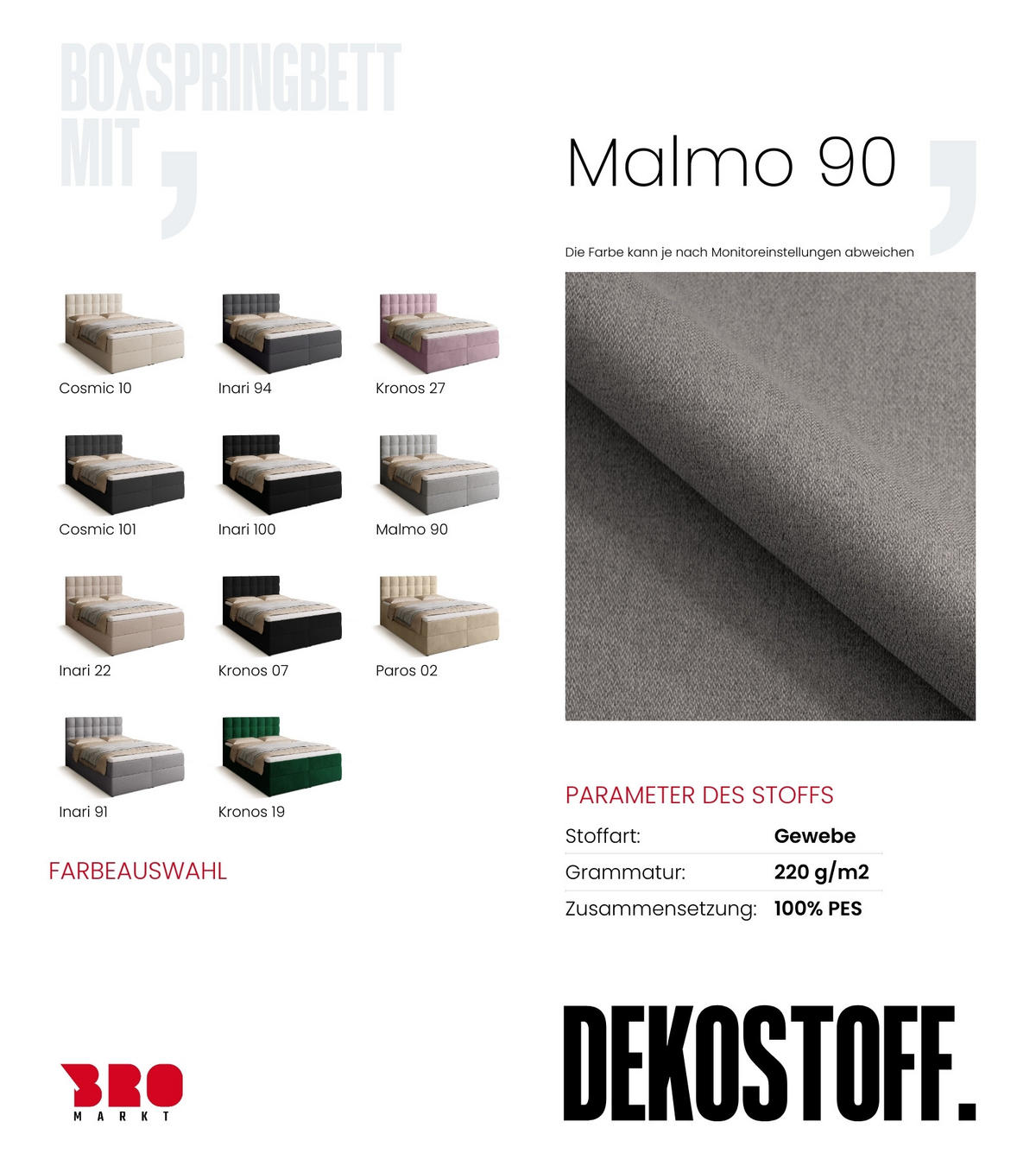 BOXBETT Detroit mit Topper 140/200 Hellgrau - Hellgrau, Holzwerkstoff/Textil (140/200cm) - Bromarkt