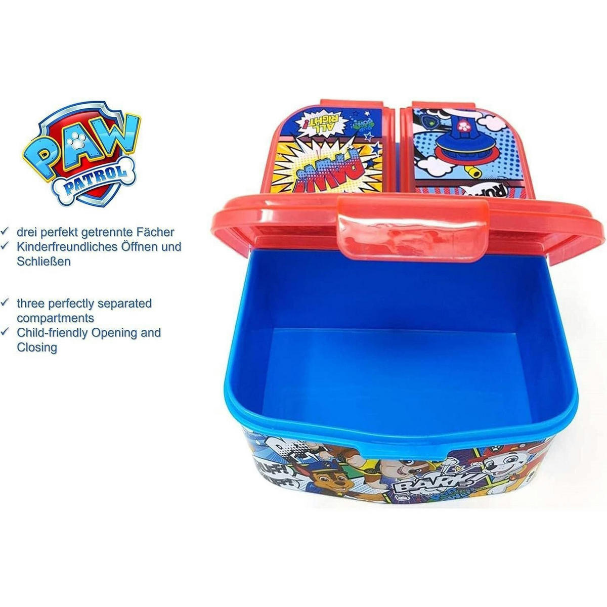 BROTDOSE mit Fächern Paw Patrol 18 cm - Multicolor, Kunststoff (14/6/18cm)