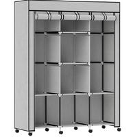 KLEIDERSCHRANK 125/162,5/43 cm Hellgrau aus Stoff mit 8 Einlegeböden - Hellgrau, Textil (43/162.5/125cm) - OKMYHOME