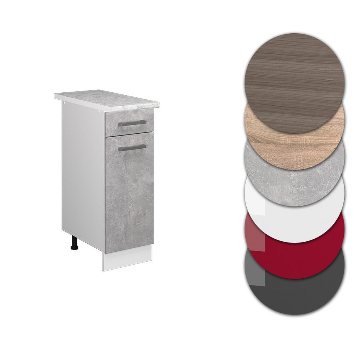 APOTHEKERSCHRANK R-Line Beton 30 cm, AP Marmor - Schieferfarben/Weiß, Holzwerkstoff (30/81.6/60cm) - Vicco