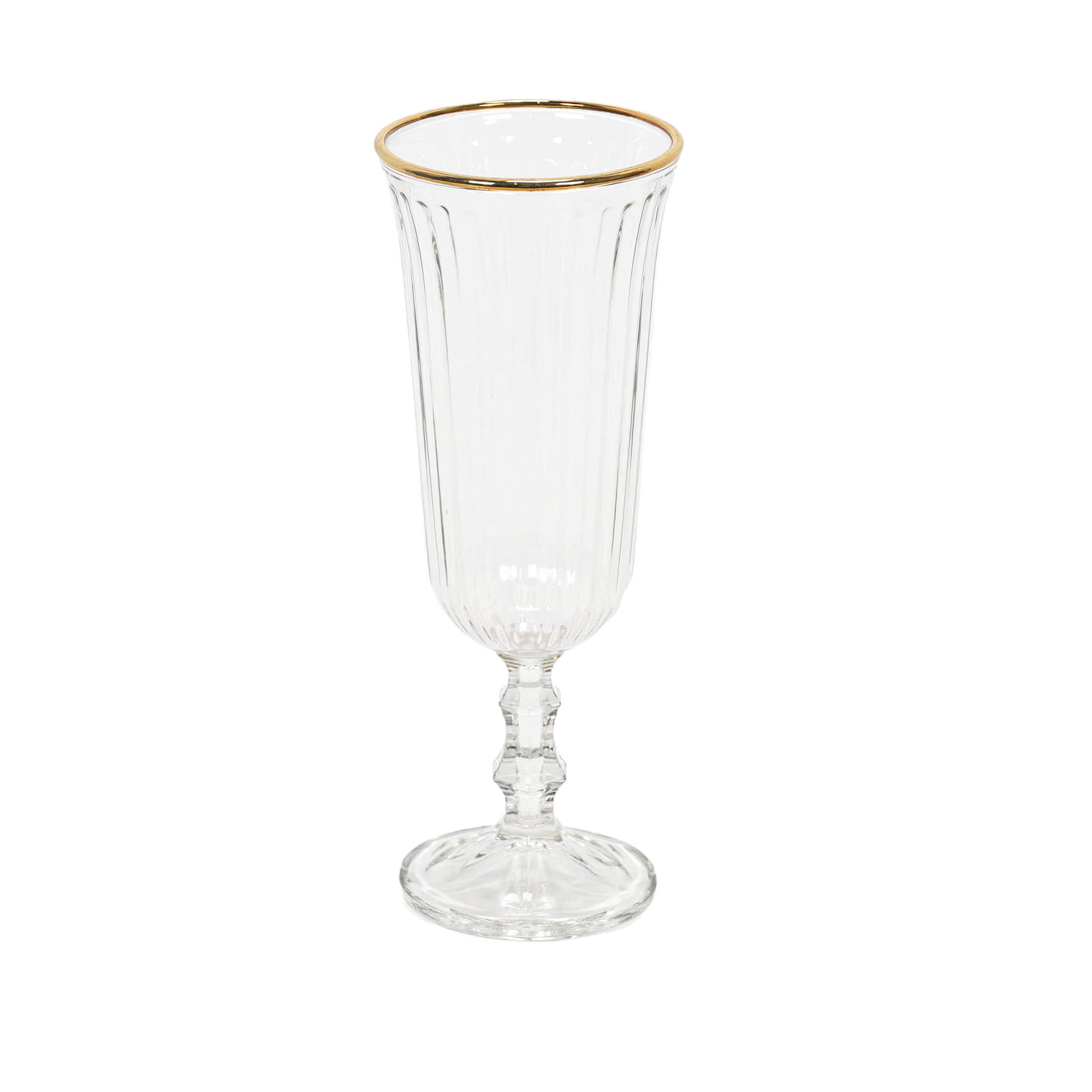 CHAMPAGNERGLAS gestreift 120 ml mit goldenem Rand - Transparent, Glas (0.25L) - Excellent Houseware