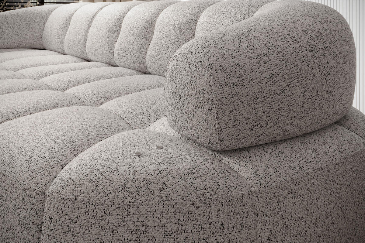 ECKSOFA Wesper S – Eckcouch mit Elektrischer Sitzverstellung, L-förmig, Freistehend, Relaxfunktion, 183x284x79 cm – Rechte, Asche - Silberfarben, Holz/Textil (284/113cm) - DomoHome