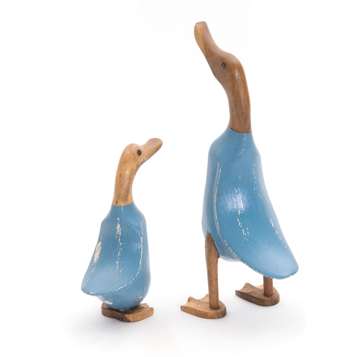FIGUREN-SET Duck 2-teilig Massivholz, Ente in 2 verschiedenen Größen blau - Blau, Holz (20/33/14cm) - DESIGN DELIGHTS