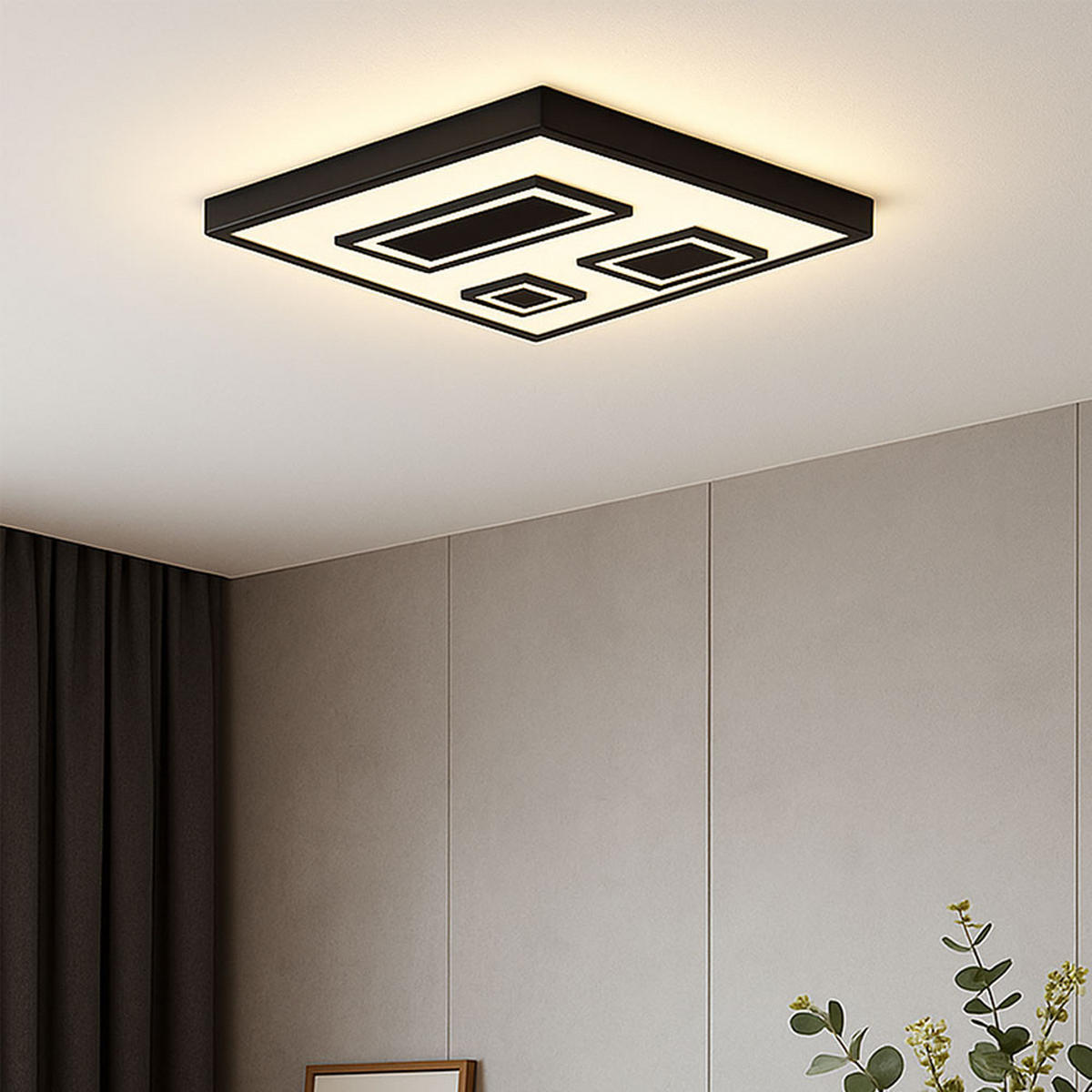 LED DECKENLEUCHTE Backlight Schwarz - Schwarz, Kunststoff (42.3/42.3/4.1cm) - Briloner