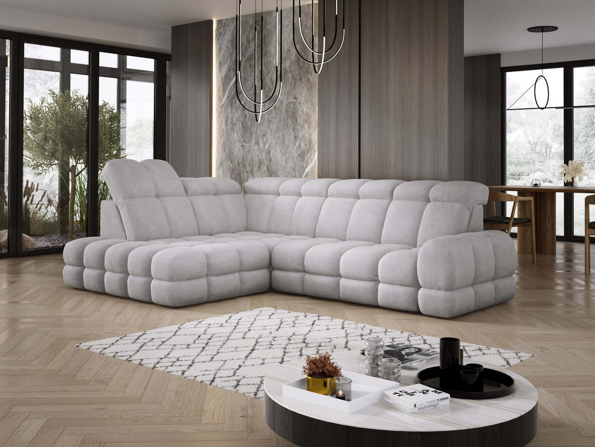 ECKSOFA TOLLO Anthology-stoff L-form 302x217x105 cm grau - Silbereichenfarben, Holz/Textil (302/217cm) - DomoHome