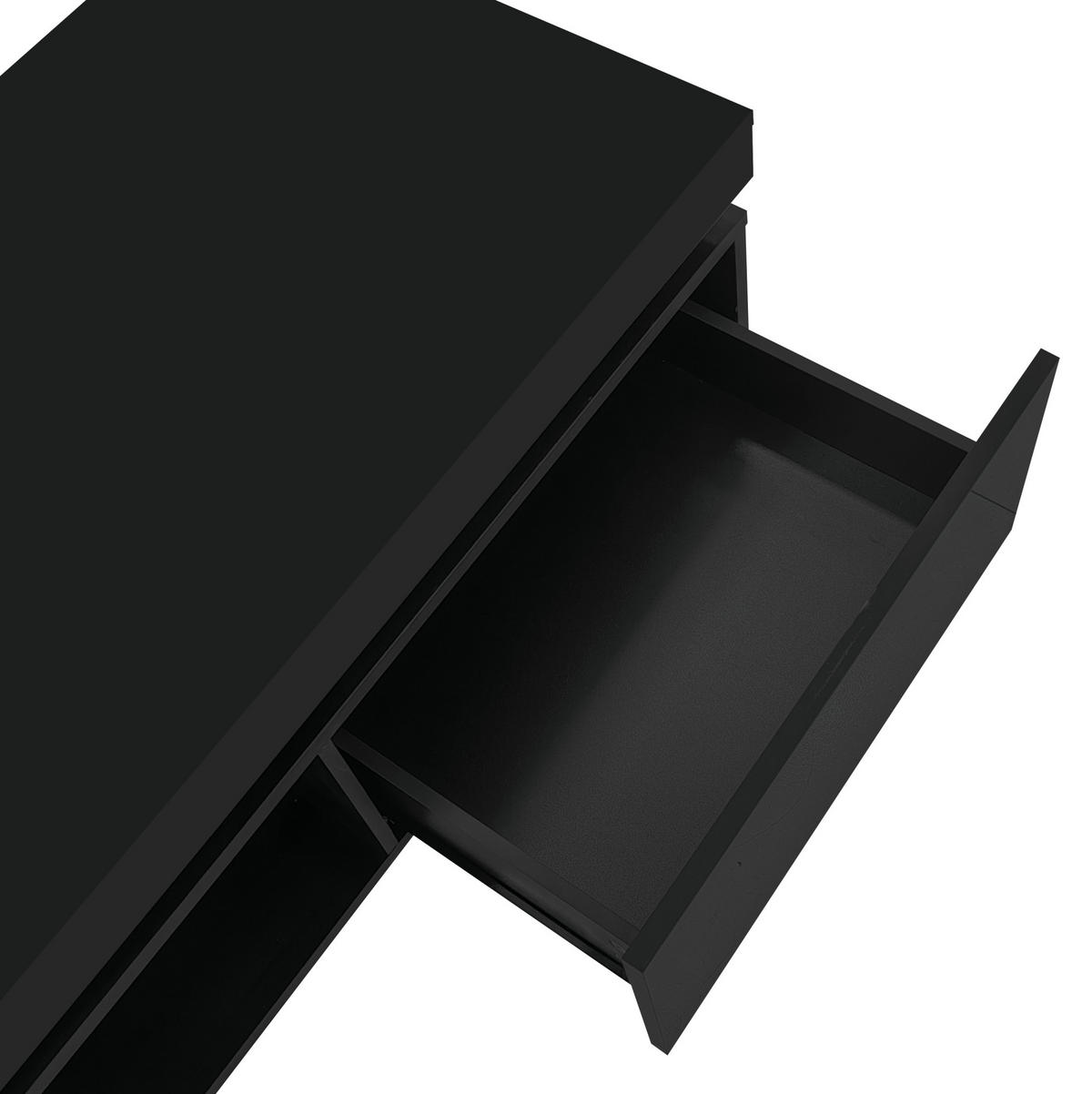 COUCHTISCH mit LED und Schublade 100 x 50 cm Hochglanz Schwarz - Schwarz, Holzwerkstoff (100/50/40cm) - Meubliv