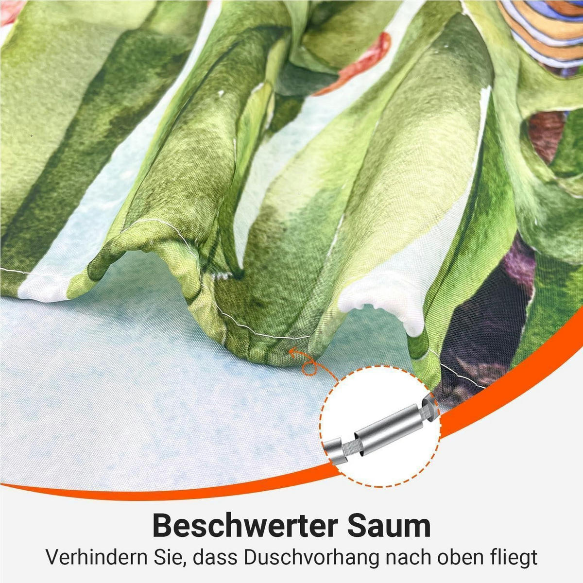 DUSCHVORHANG Seepferdchen Bemalt 180 x 200 cm - Multicolor, Textil (180/200cm)