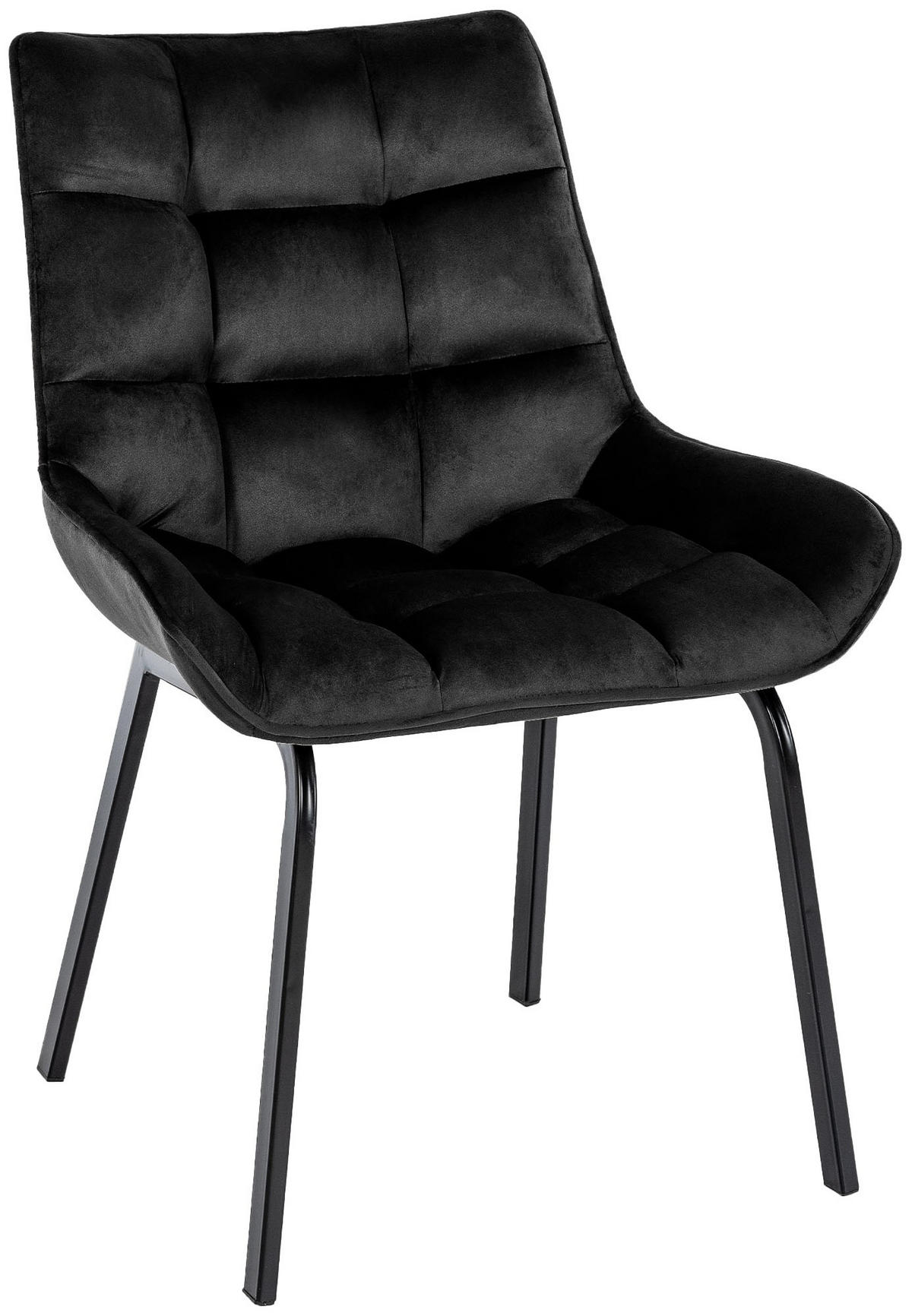STUHL Samt schwarz - Schwarz, Textil/Metall (58/84/57cm) - CLP