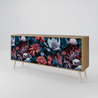 SIDEBOARD ETHEREAL BLOSSOMS, Eicheneffekt, 164,5x42x77,5 cm, 3 Türen - Eichefarben/Buchefarben, Holzwerkstoff/Buchenholz (164.5/77.5/42cm) - SpaceRebels
