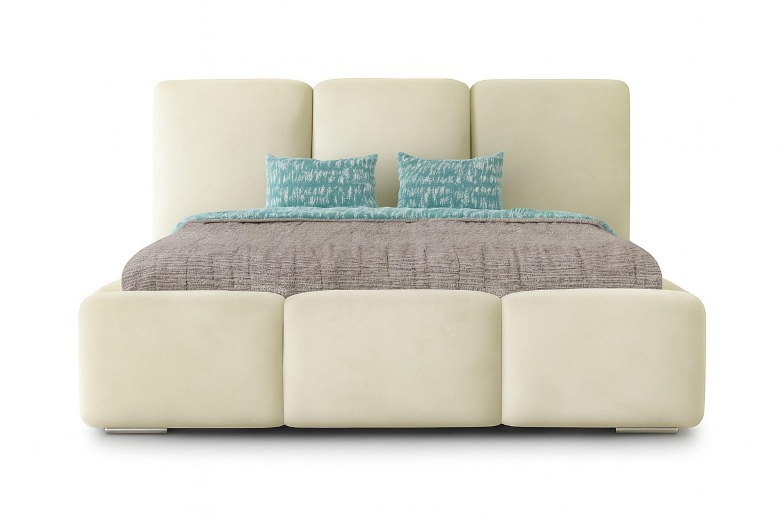 POLSTERBETT ROYAL, 140 x 200 cm mit Bettkasten und Lattenrost aus Metall, Velourstoff, Frabe: Beige - Beige, Holz/Kunststoff (140/200cm) - Agmat-Furniture