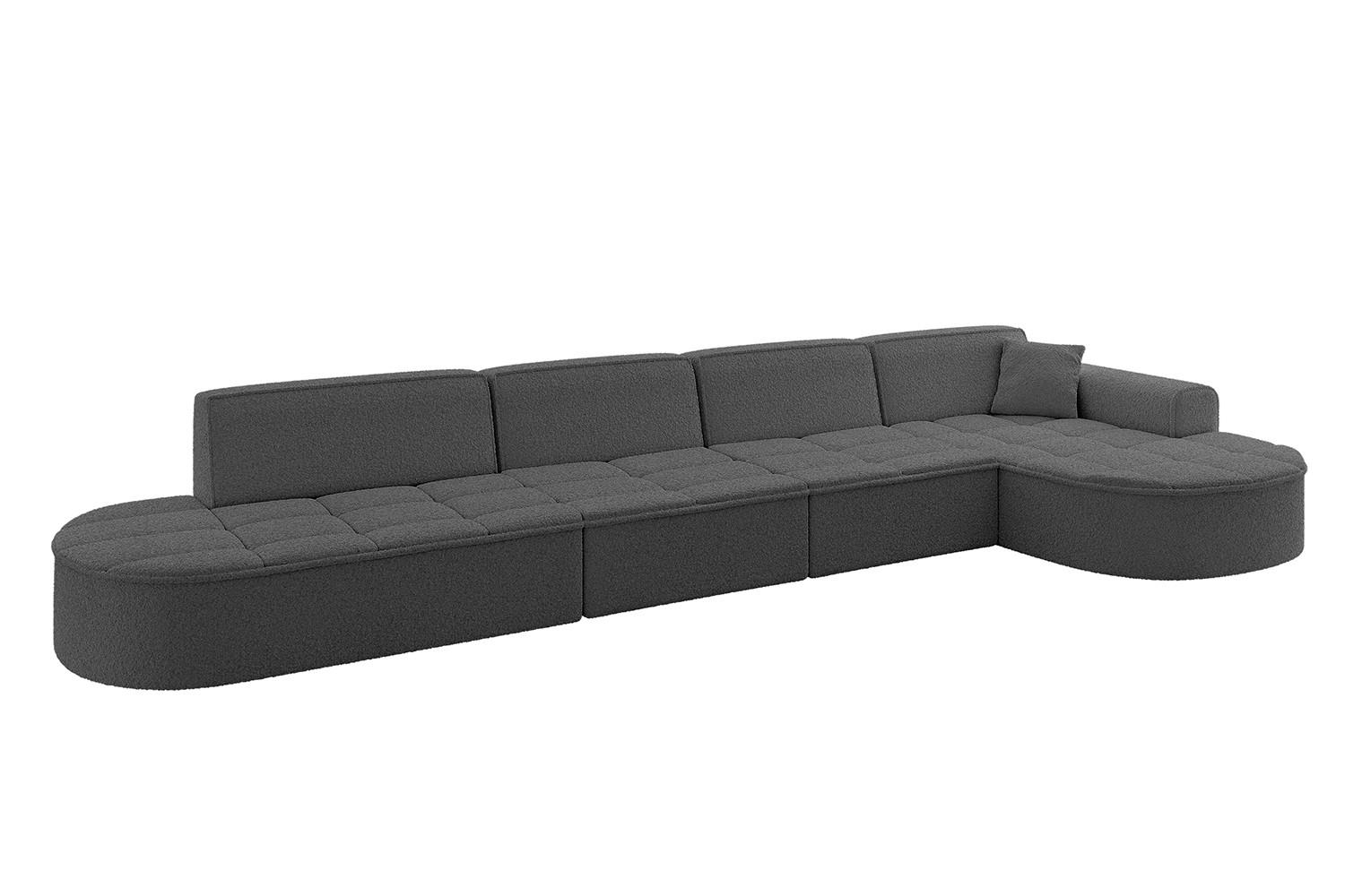 ECKSOFA Ottomane Rechts TARO-L3 - 413x171x79,5 cm Grau - Grau, Holzwerkstoff/Textil (413/171cm) - ALTDECOR