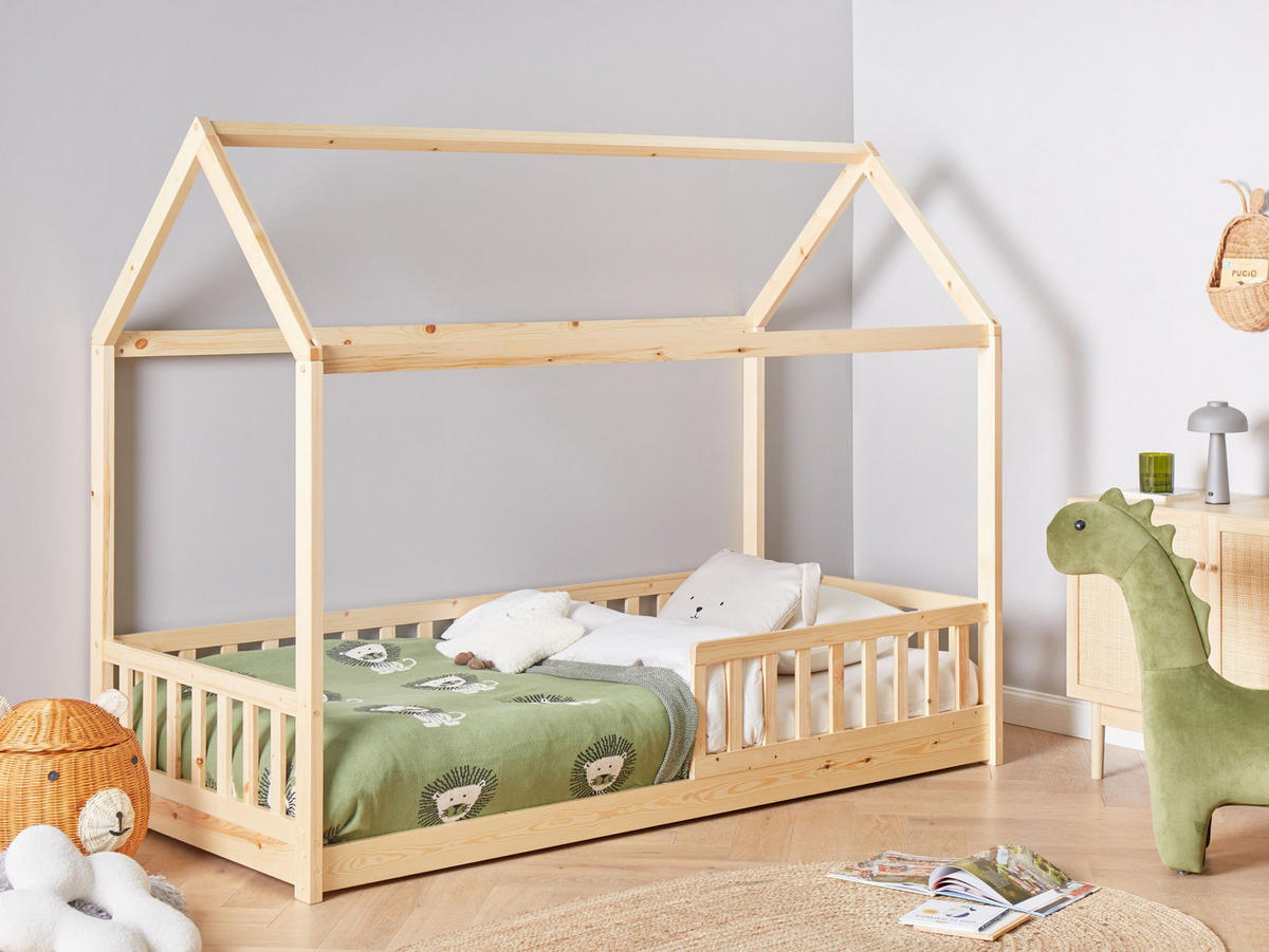 KINDERBETT 90x200 cm Heller Holzfarbton Cossaye - Hellbraun, Holz (90/200cm) - Beliani