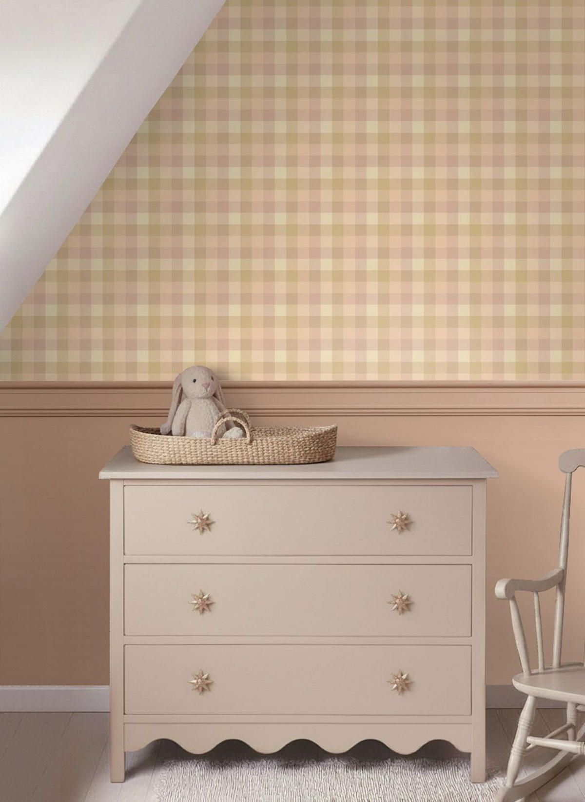 TAPETE Karomuster 50 x 900 cm - Beige, Papier (50/0.1cm) - ESTAhome