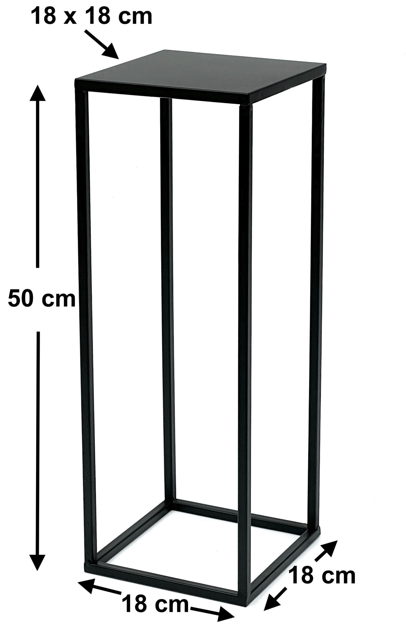 BLUMENHOCKER Metall Schwarz Eckig 50 cm 96315 S  - Schwarz, Metall (18/50/18cm) - DanDiBo