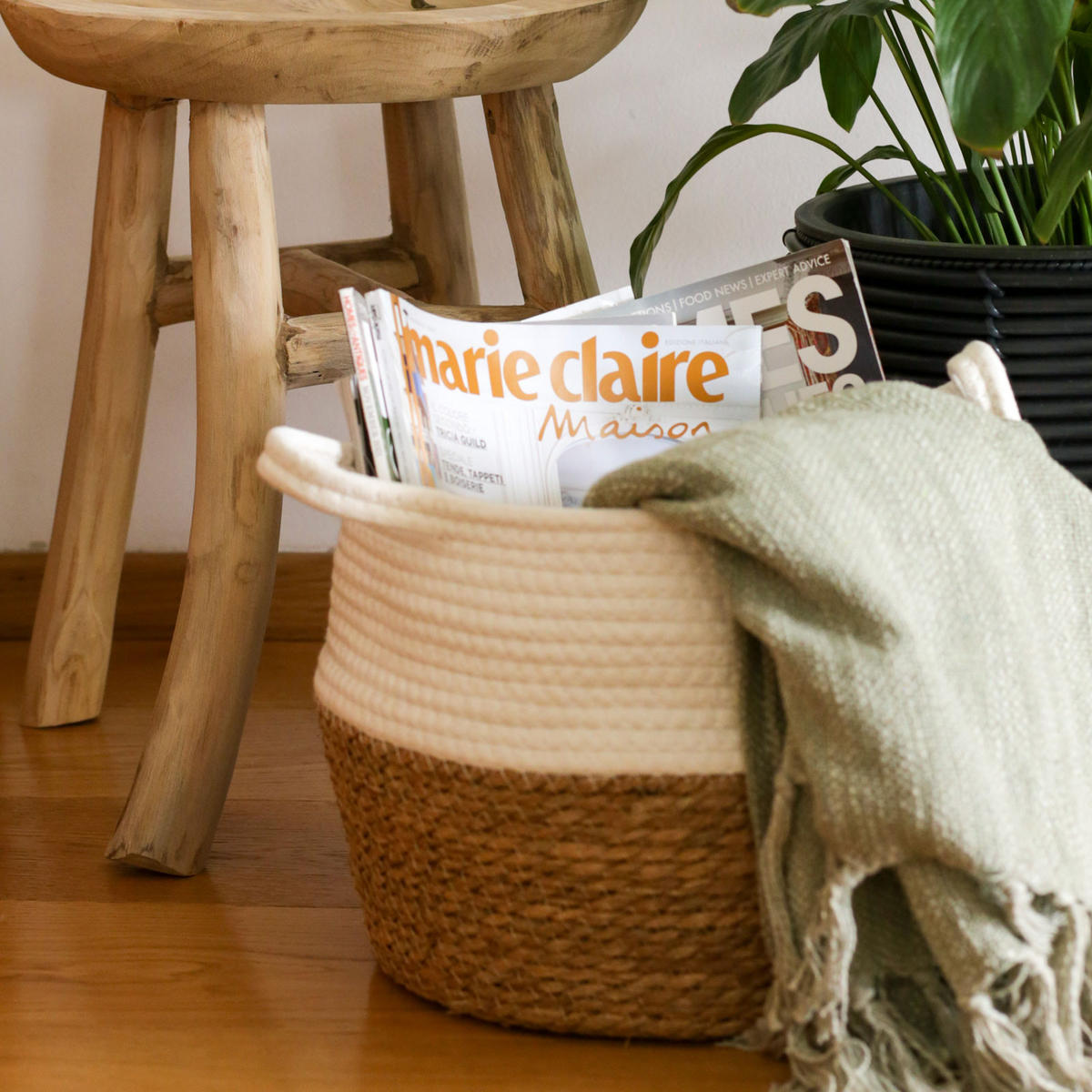 AUFBEWAHRUNGSKÖRBE Weiß 41/41/35 cm - Weiß, Naturmaterialen (41/35cm) - Mobili Rebecca