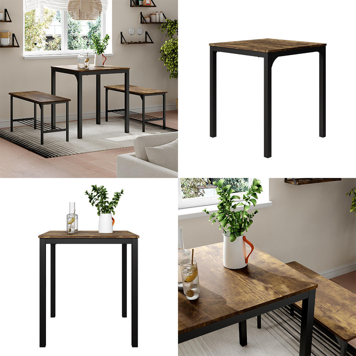 JÍDELNÍ STŮL Fyrk Černá/dubová rustikální - divoký dub/černá, kompozitní dřevo (70/70/75cm) - Vicco