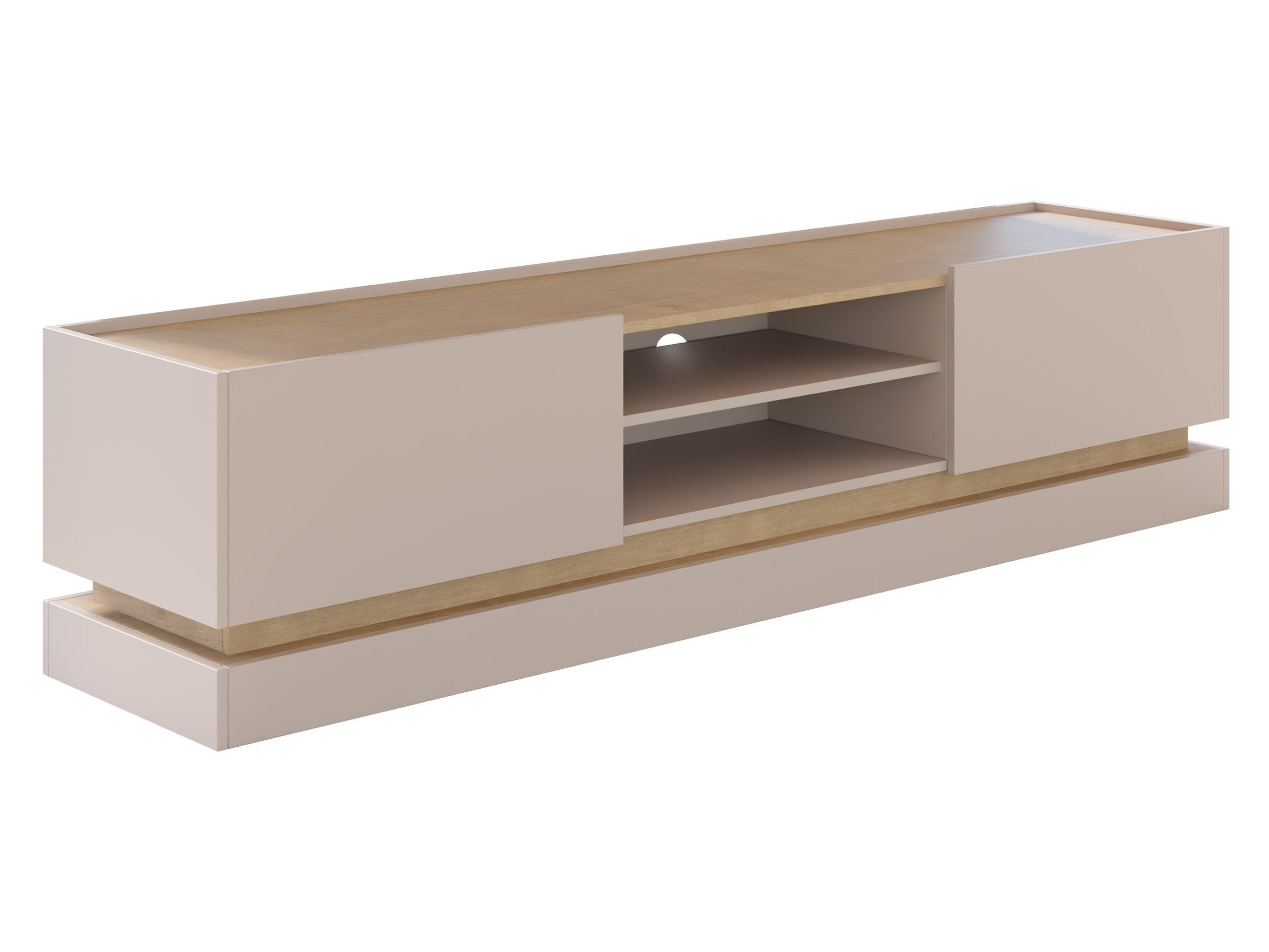 TV-LOWBOARD Zarpant 200 2K - Sandfarben/Eichefarben, Holzwerkstoff (200/47/37cm) - MIRJAN24